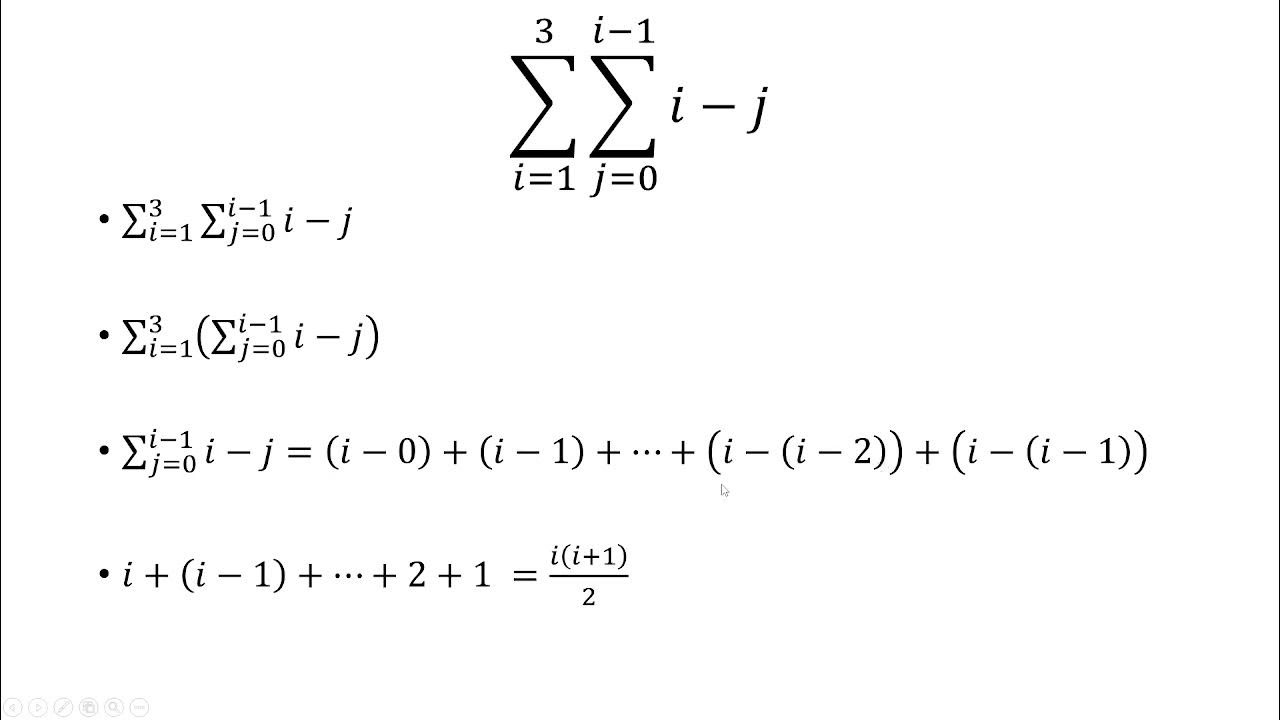 Sum from i=1 to 3 Sum j=0 to i-1 of i-j - YouTube