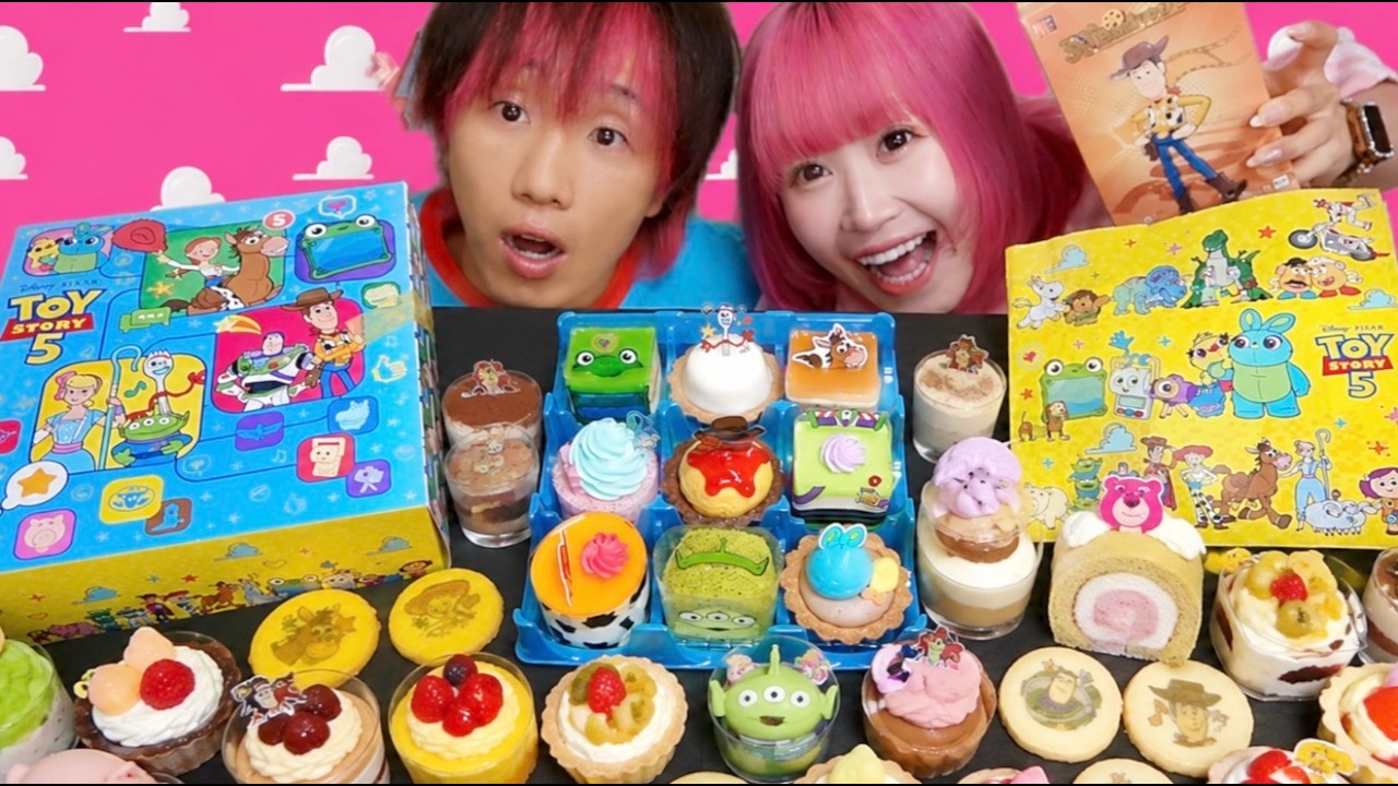 【ASMR】トイストーリー🌈🩷のケーキを食べる！