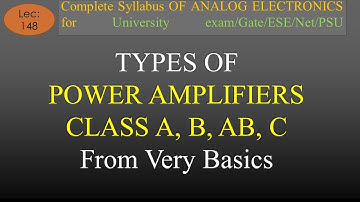 Lec 148 Types of Power Amplifiers | A E | R K Classes | Hindi |