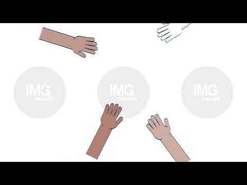 Diverse hands in unity circle doodle animation