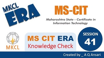 MS CIT ERA KC S 41 Knowledge Check main full marks Milayen | how to solve era S41