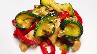 Теплый салат с курицей и цукини Теплый салат с курицей и цукини