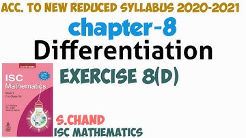 Differentiation Ex-8(d) | class12 | s chand | isc