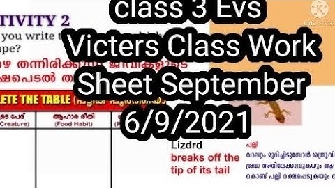 Class 3 Evs/ Victers Class Work Sheet/September/6/9/2021