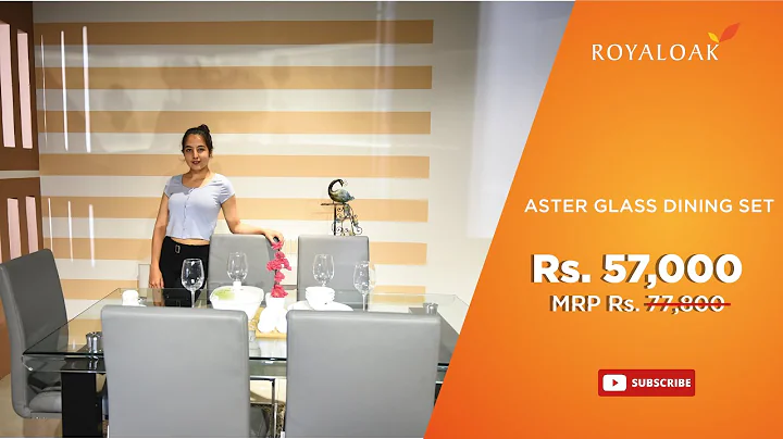 Royaloak Aster Glass 6 Seater Dining Table Set