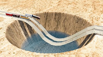 Impossible Weird Wave Rail Tracks Vs Trains Crossing - BeamNG.Drive