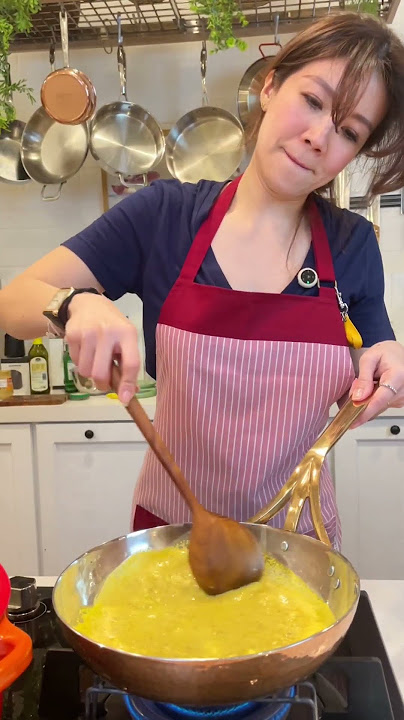 Simmering our Soto Betawi in a Le Creuset. Slow-cooked with the lid on, the meat turns tender