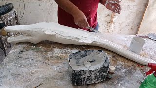 طريقة نحت تمساح من الجبس .. How to make a crocodile from plaster