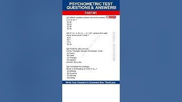 Psychometric Test Questions and Answers - Part # 1