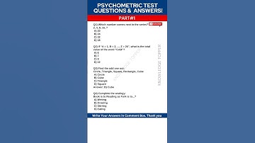 Psychometric Test Questions and Answers - Part # 1