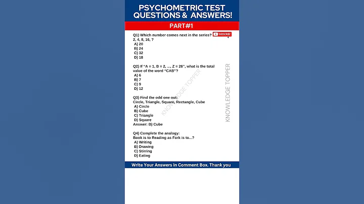 Psychometric Test Questions and Answers - Part # 1