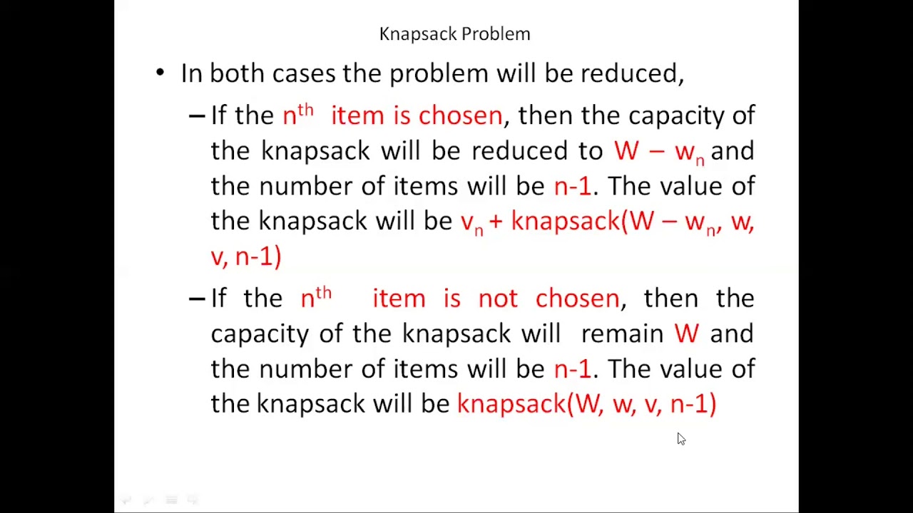knapsack | Python - YouTube