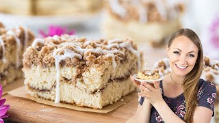 Coffee Cake with a Cinnamon Sugar Ripple and Crumbly Streusel Topping