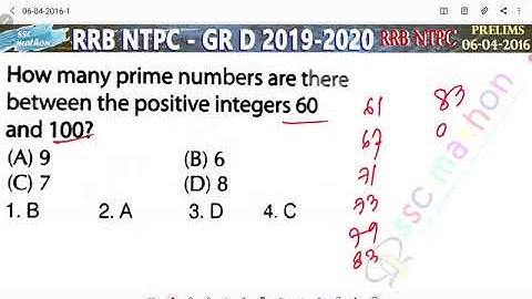 how many prime numbers are there between the positive integers 60 and 100