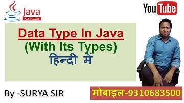 Java Fundamentals In Hindi #5 ( DataTypes in Java With Its Type)
