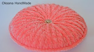 Круглая подушка из плюшевой пряжи. Мастер класс и схема. Pillow crocheted out of plush yarn. Круглая подушка из плюшевой пряжи. Мастер класс и схема. Pillow crocheted out of plush yarn.
