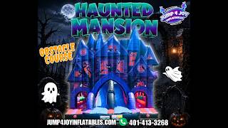 HAUNTED MANSION OBSTACLE COURSE FROM JUMP 4 JOY INFLATABLES 401-413-3268 WWW.JUMP4JOYINFLATABLES.COM