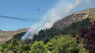 Pretty Big Bush Fire on Hills, Christchurch, New Zealand.