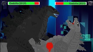 [DC2] Godzilla 2021 vs Godzilla 2019 vs Godzilla 2014 | Part 3 | ANIMATION with healthbars