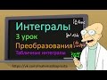 Интегралы. Табличные интегралы с преобразованиями. (Интегралы для чайников 3 урок)