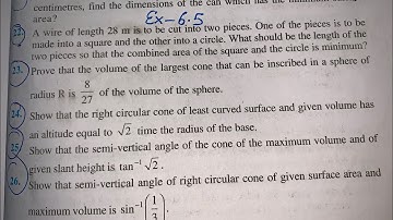 EX 6.5 QUESTION NO 19 TO 29 (PART3) SOLUTIONS OF APPLICATION OF DERIVATIVE NCERT CHAPTER 6 CLASS 12