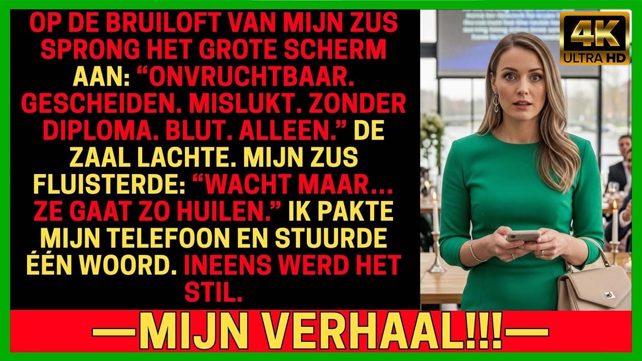 Ik stond op de bruiloft van mijn zus in een jurk die perfect zat, maar toch voelde alles mis. Mijn moeder keek me die ochtend vluchtig aan en wendde haar blik af. Tijdens de speeches verscheen er...