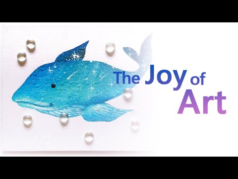 蠟筆畫 / 壓克力畫 / 畫藍鯨 / 畫星空《 DIY Painting # 12》藍鯨星空《The Joy of Art》