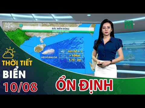 Thời tiết biển 10/08/2021: Gió Tây Nam suy yếu, sóng biển cao từ 1m75-2m| VTC14