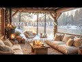 🎄 Cozy Christmas Lakeside Porch | Warm Fireplace, Sunrise Snow View & Relaxing Piano Ambience