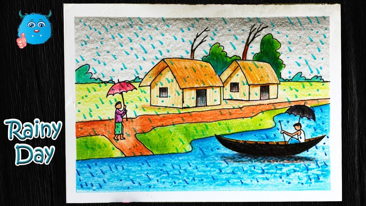 Fun in Rain Painting by Shreyas Mishra