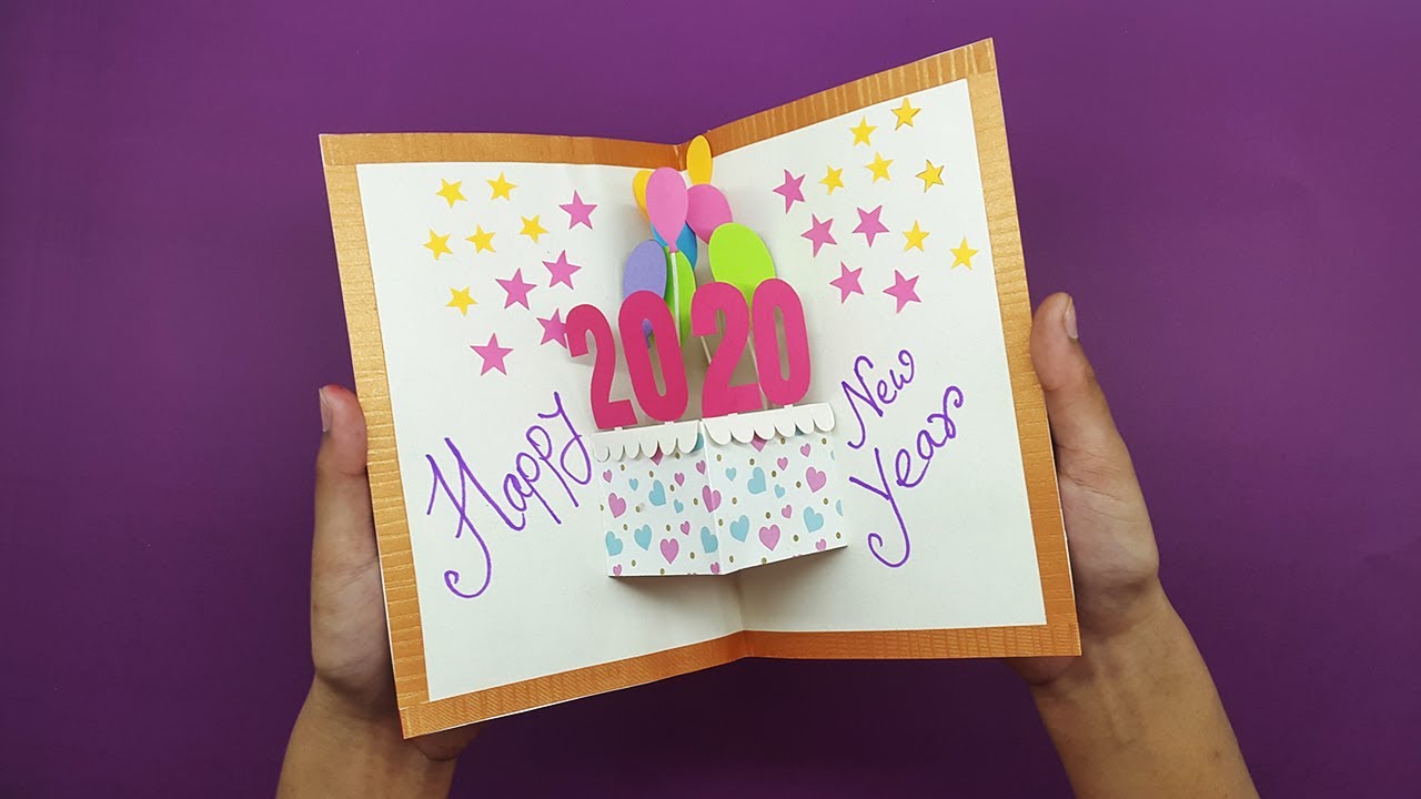 Handmade Happy New Year 2020 Card Idea | New year pop up greeting ...