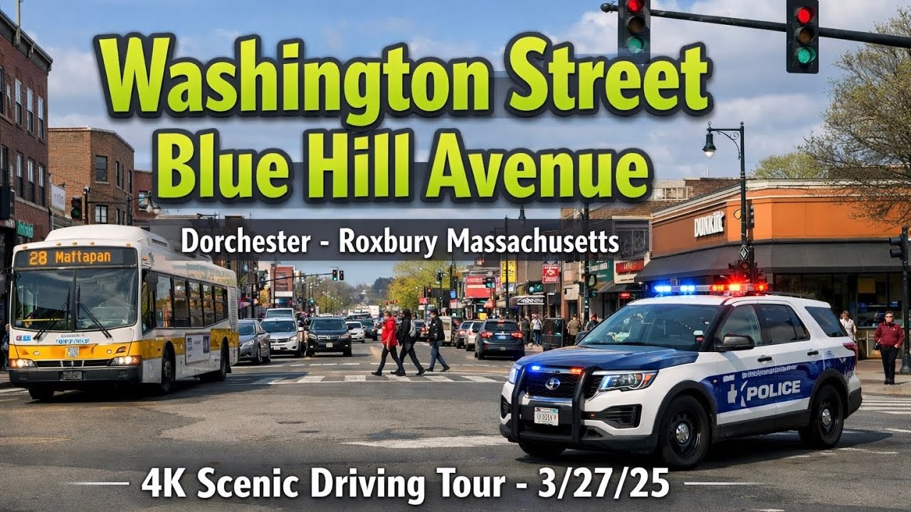 🚙 Washington Street & Blue Hill Avenue | Dorchester - Roxbury MA | 4K Scenic Driving Tour -3/27/25