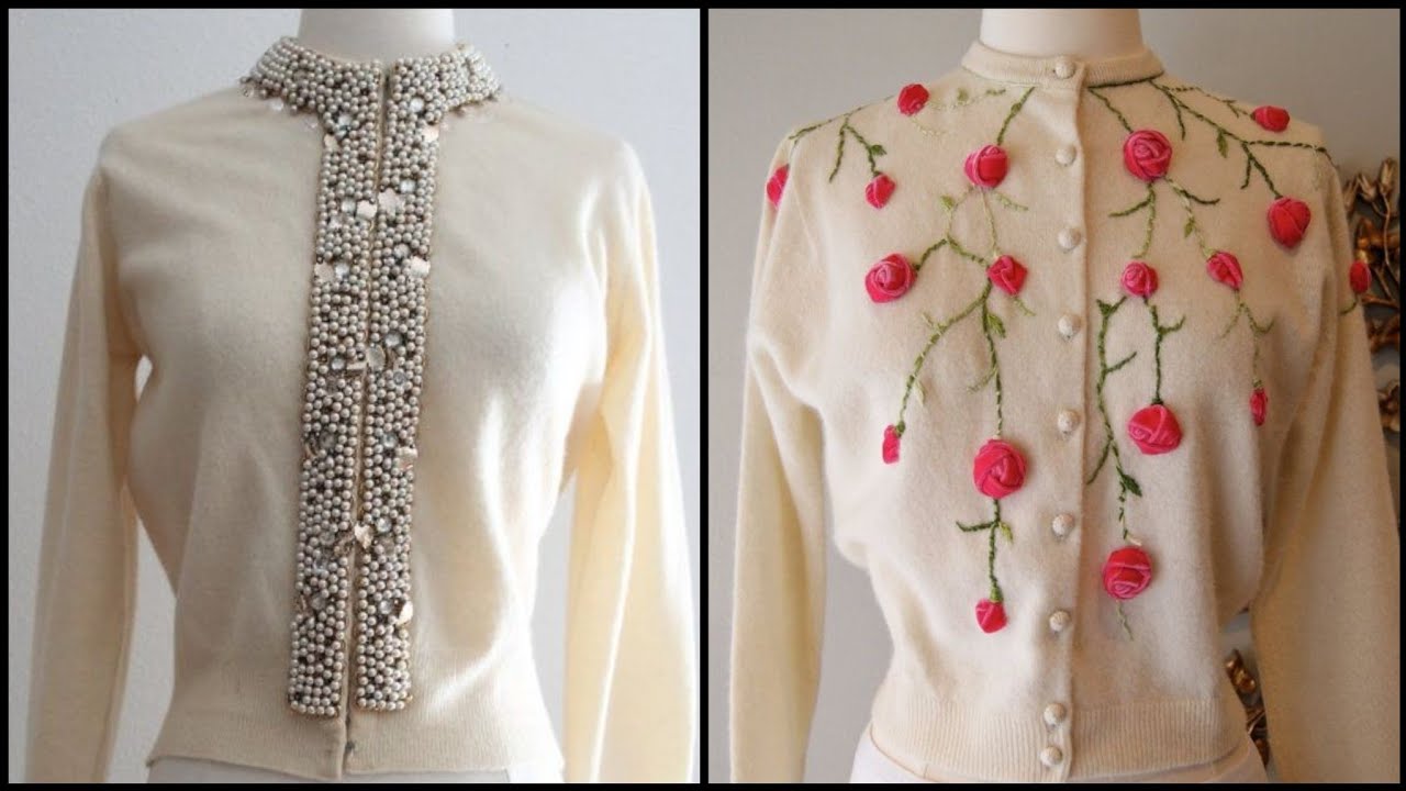 Helen Bond Carruthers Cashmere Sweater/Ladies Open Embroidered Sweaters Style