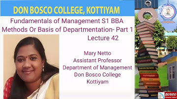 FUNDAMENTALS OF MANAGEMENT ( S1 BBA) METHODS  OF DEPARTMENTATION (LECTURE 42)