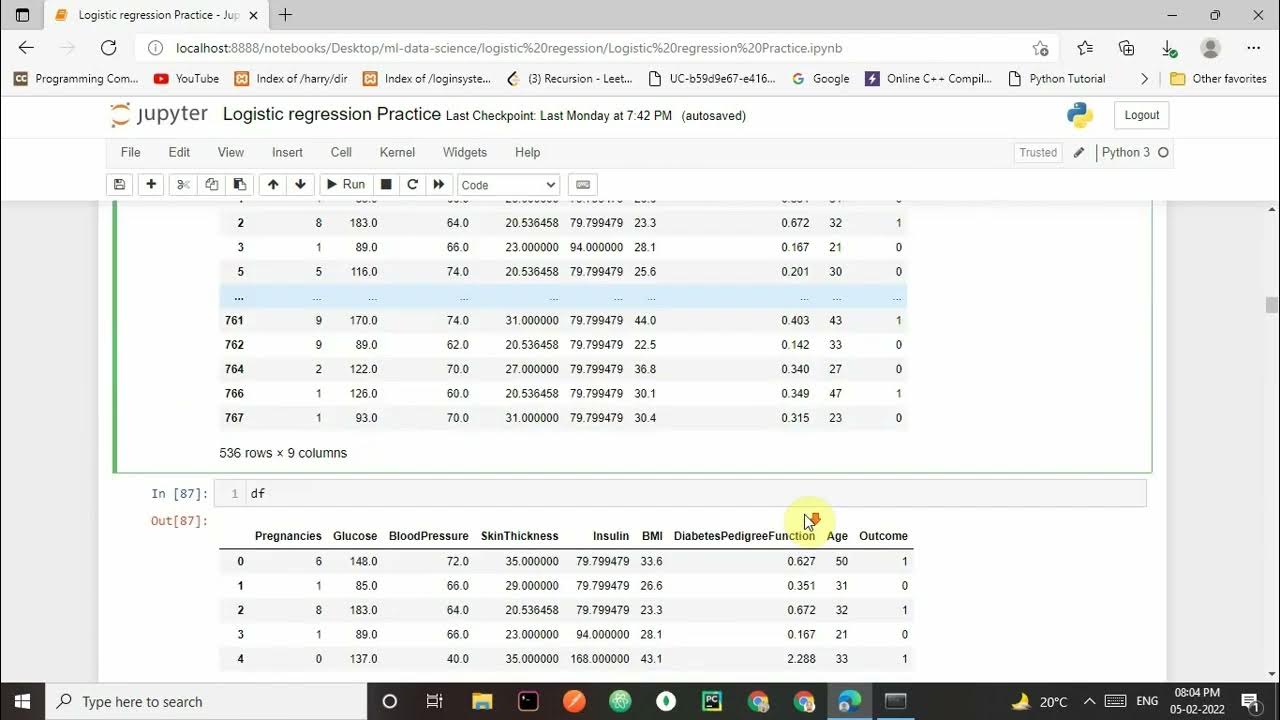 diabetes prediction using Logistic regression - YouTube