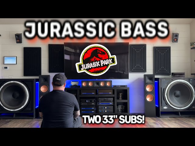 Jurassic T-Rex BASS 🔊 Crazy Home Theater System With 2 33 Subs Stomping the House Down😳 class=