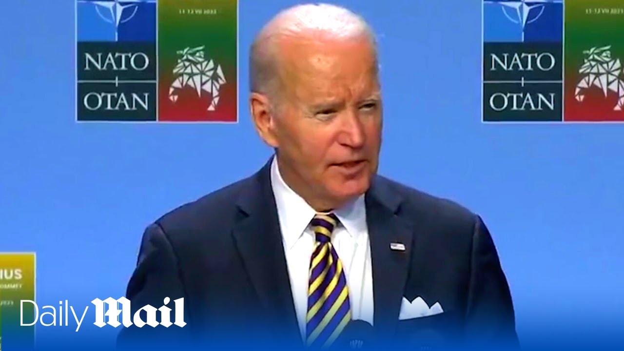 Joe Biden calls Zelensky ‘Vladimir’ before SNAPPING at reporters at NATO conference