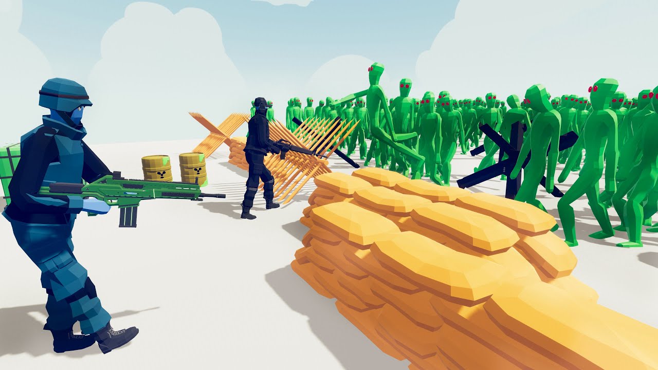 Zombie 100 Units vs Army Soldier - Totally Accurate Battle Simulator TABS