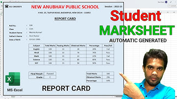 Excel Marksheet | How to Create Marksheet in Excel | How to Create Student Report Card in Excel