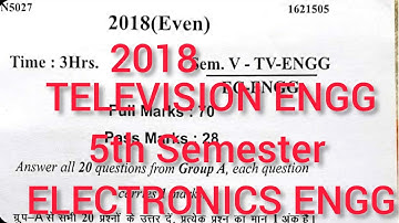 TELEVISION ENGINEERING ||PREVIOUS YEAR QUESTIONS (2018)||ELECTRONICS ENGINEERING ||5th Semester