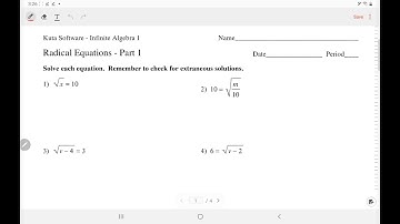 Kuta Software - Algebra 1: Solving Radical Equations (part 1) | IngWan Steiner