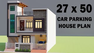 27 By 50 9 Bedroom Car Parking House Plan,3D Best Duplex House