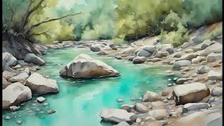 Harmonious Harmonica in Peaceful 1 Hour Background Music ~ Beautiful Watercolour Landscape Images