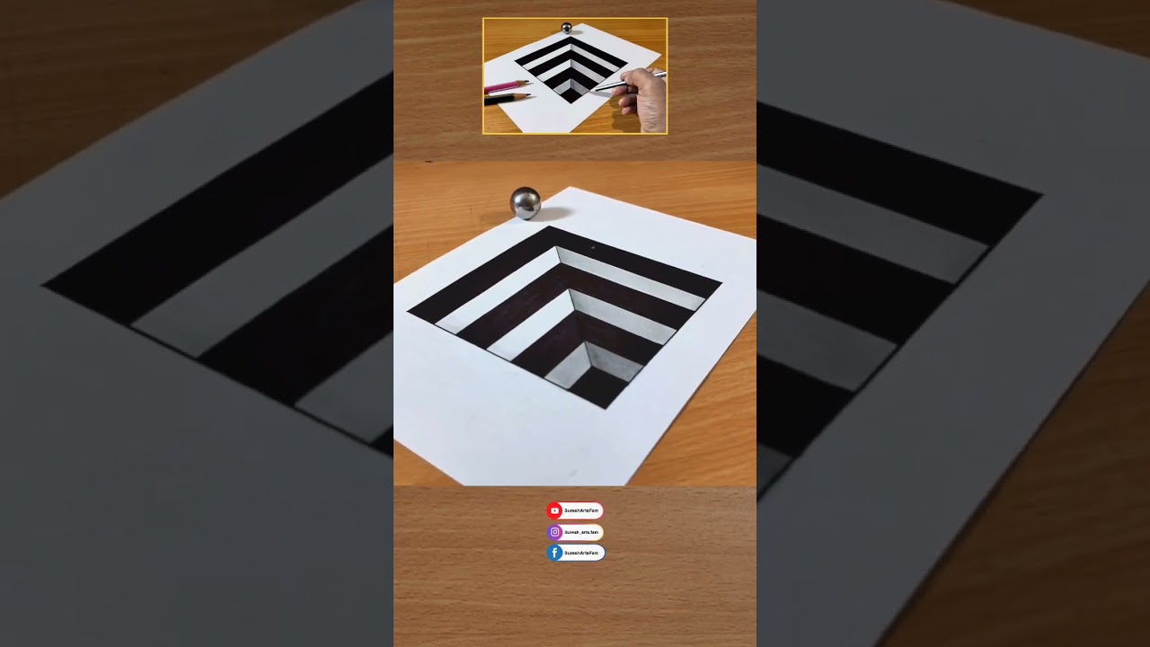 Easy 3D Trick Art Drawing/ Hole Anamorphic illusion 