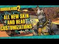 Borderlands 2 | All 18 New Skin, Head, And Vehicle Customizations!