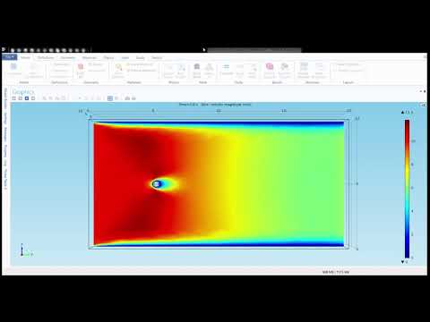 Top view of flow over cylinder using COMSOL