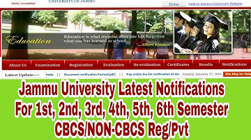 #Jammu_Univerisity 1st, 2nd, 3rd, 4th, 5th & 6th Semester Latest Updates Regarding #Exams & #Results