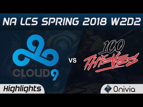 C9 vs 100 Highlights NA LCS Spring 2018 W2D2 Cloud9 vs 100 Thieves by Onivia