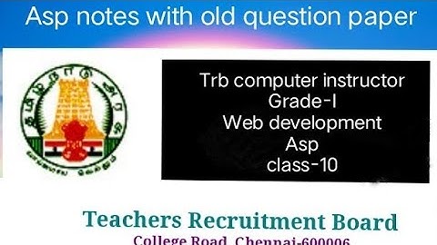 Trb Computer instructor Grade-I study material/Asp/Web development/Ramkiya.,MSc.,Med.