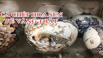 Bình hút tài lộc cá chép hoa sen vẽ vàng thật